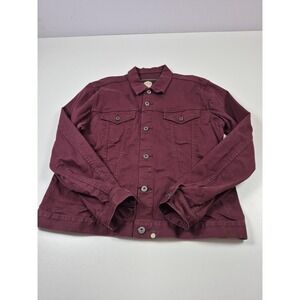 Pretty Green Jacket Mens XL Purple Denim Trucker Bomber Button Cotton Casual